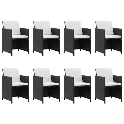 13 kom. Vrtna blagovaonska grupa s jastucima od poliratana crne boje