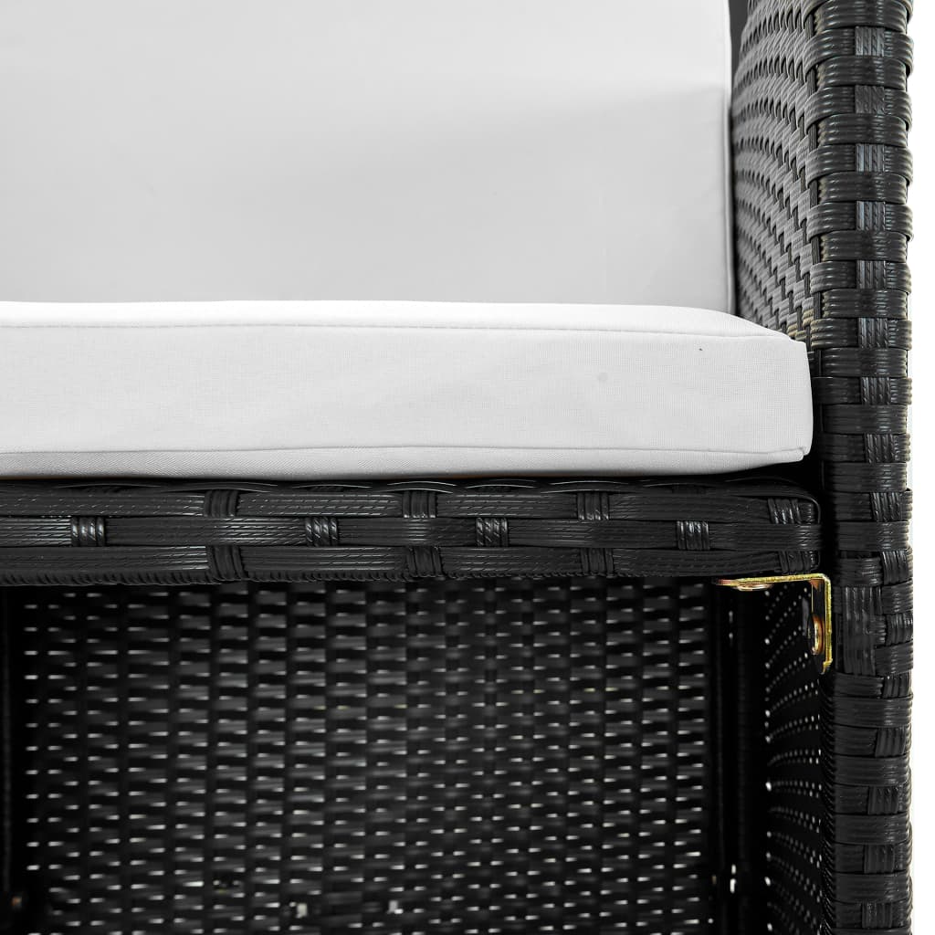 13 kom. Vrtna blagovaonska grupa s jastucima od poliratana crne boje