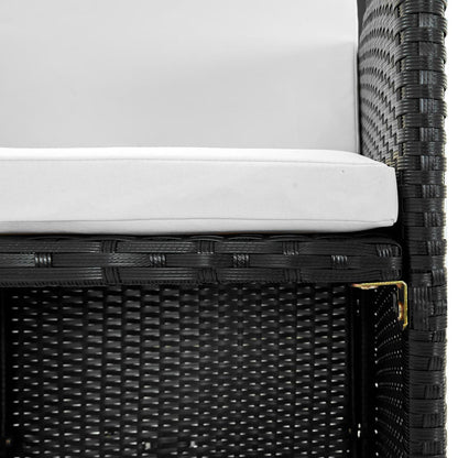 13 kom. Vrtna blagovaonska grupa s jastucima od poliratana crne boje