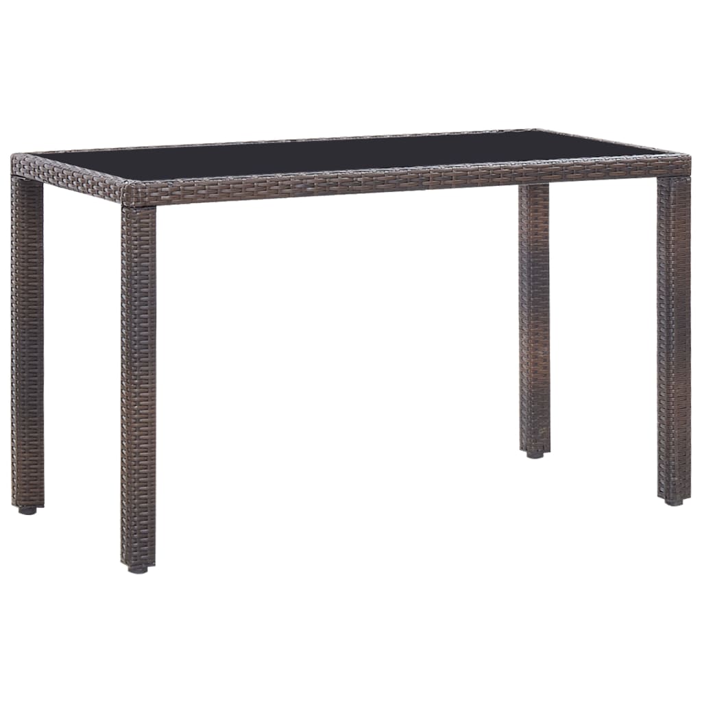 5-piece garden dining set with cushions poly rattan brown