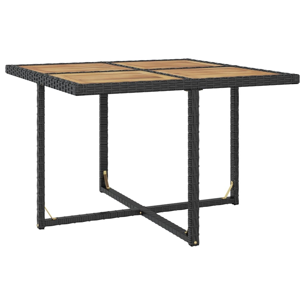 9 kom. Vrtna blagovaonska garnitura od poliratana bagremovog drveta crna