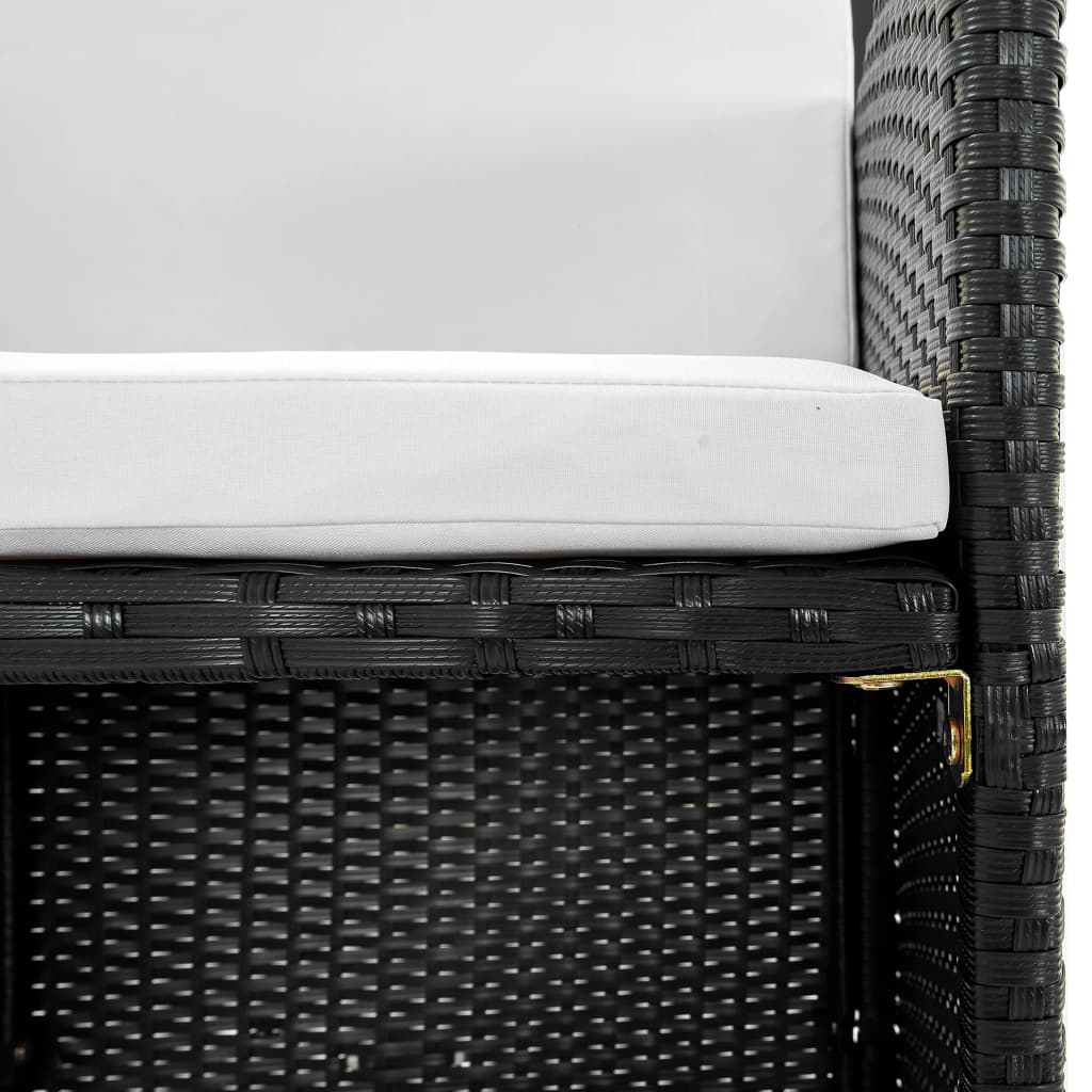 13 kom. Vrtna blagovaonska grupa s jastucima od poliratana crne boje