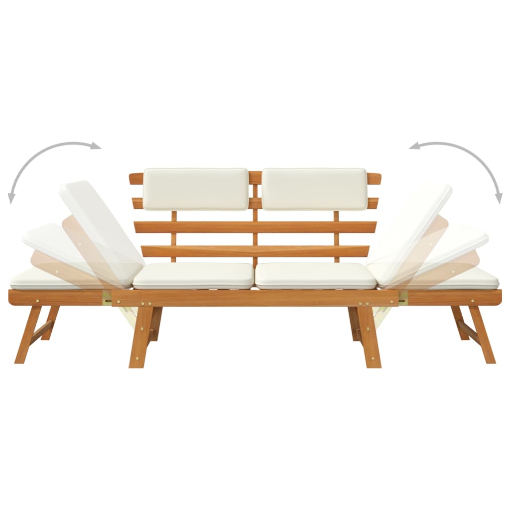 Garden bench 2-in-1 with cushions 190 cm solid acacia wood