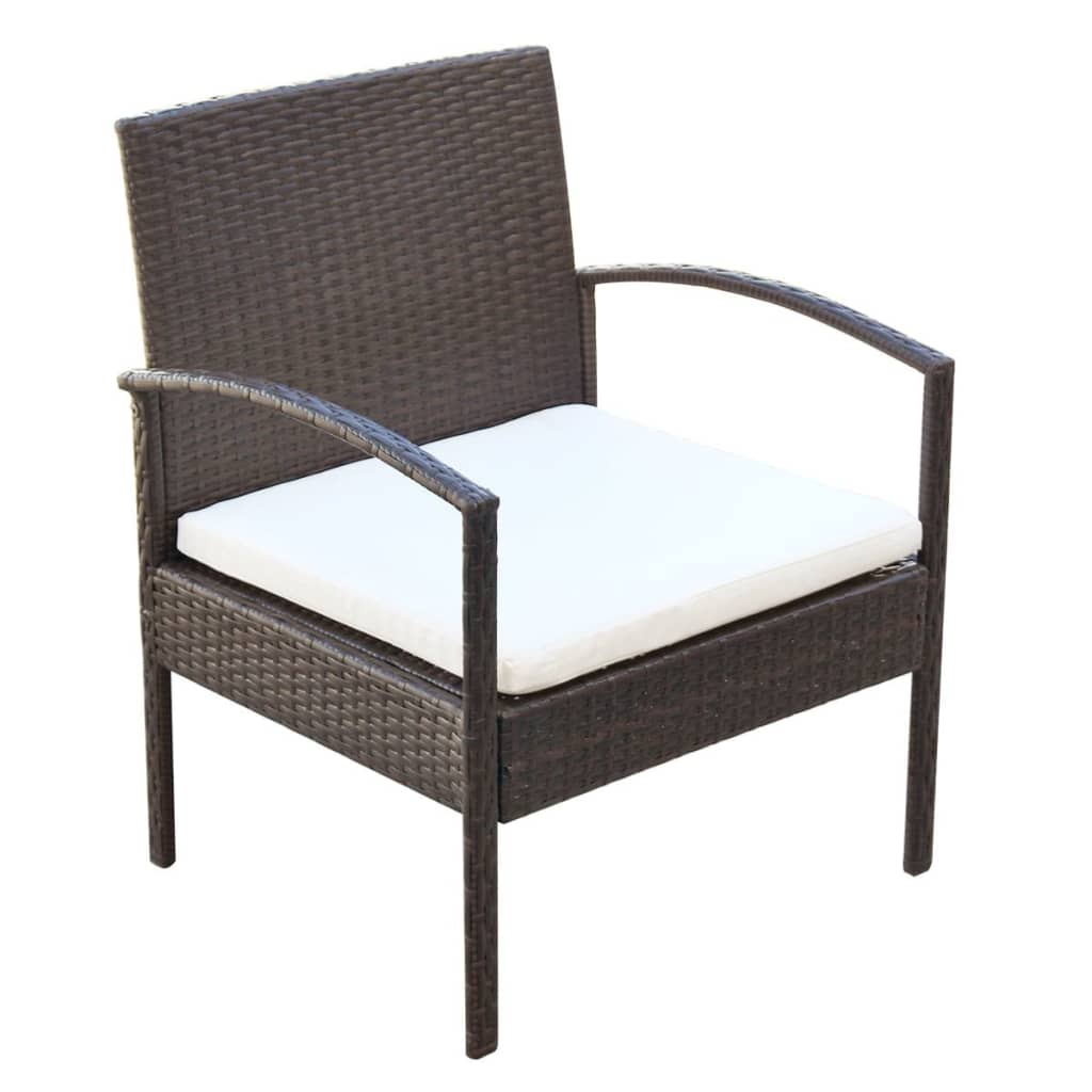 4-piece garden lounge set with cushions poly rattan brown