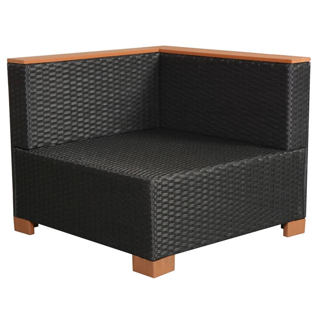 8-piece garden lounge set with cushions poly rattan black