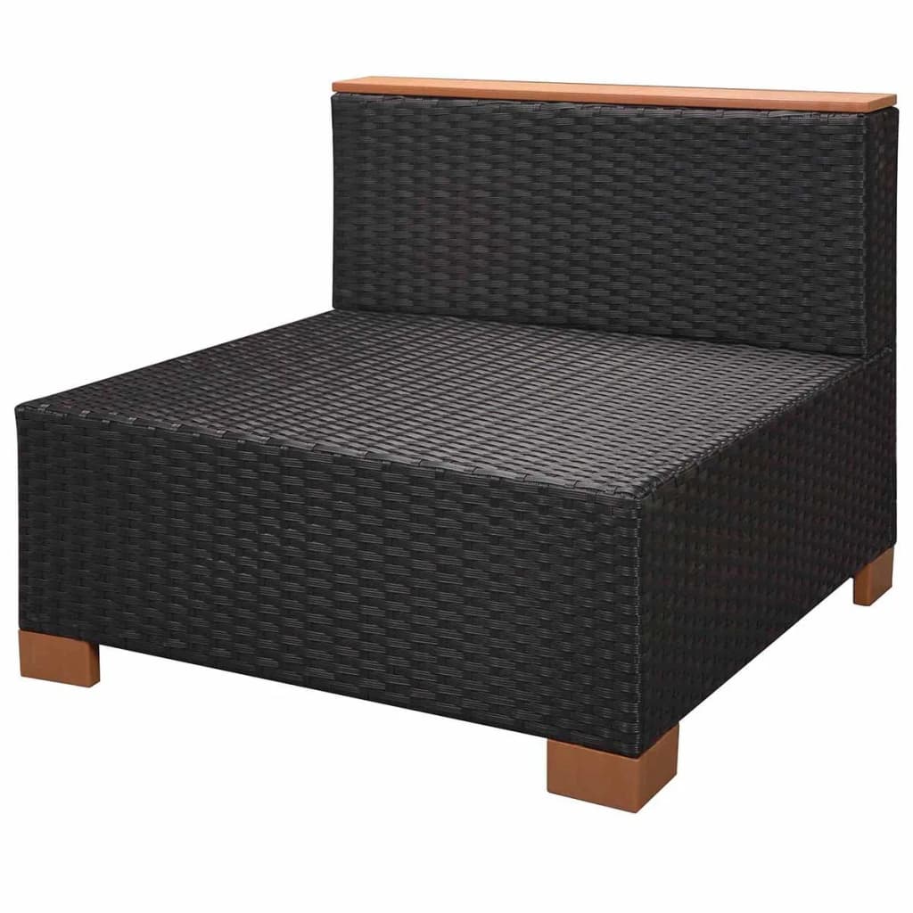 8-piece garden lounge set with cushions poly rattan black