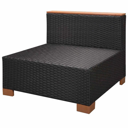8-piece garden lounge set with cushions poly rattan black
