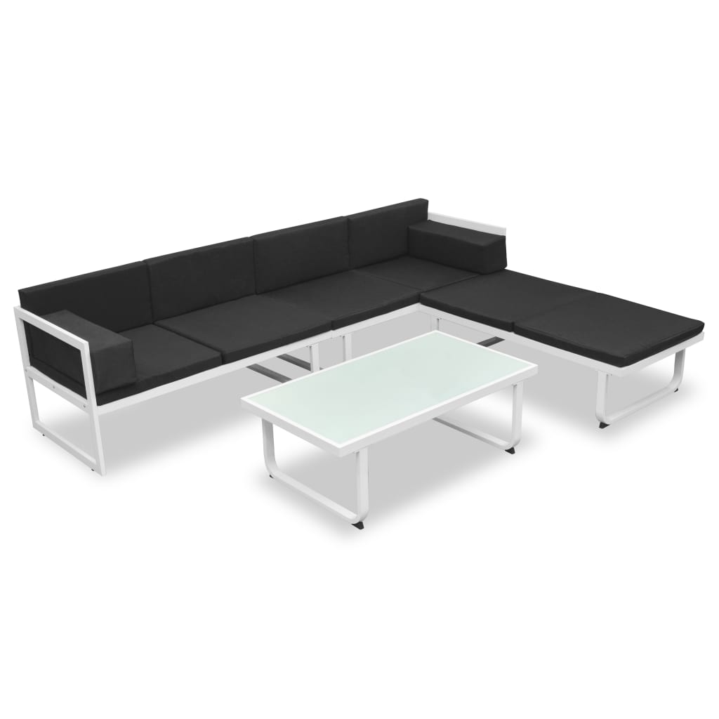 4-piece garden lounge set with cushions aluminum black