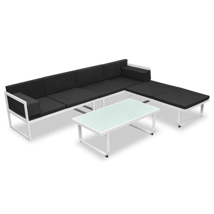 4-piece garden lounge set with cushions aluminum black