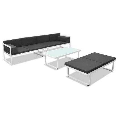 4-piece garden lounge set with cushions aluminum black