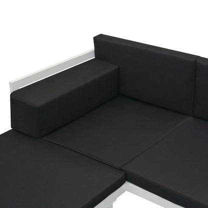 4-piece garden lounge set with cushions aluminum black
