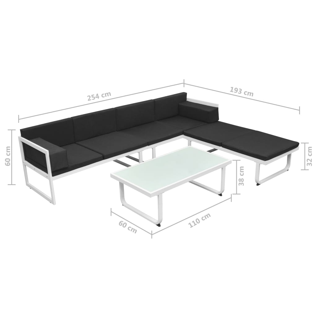 4-piece garden lounge set with cushions aluminum black