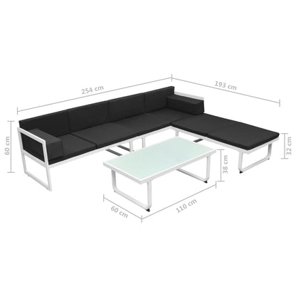 4-piece garden lounge set with cushions aluminum black