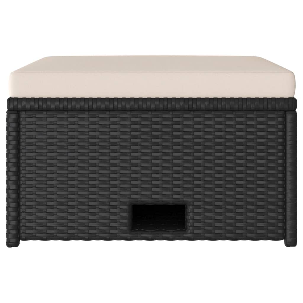 4-piece garden lounge set with cushions poly rattan black