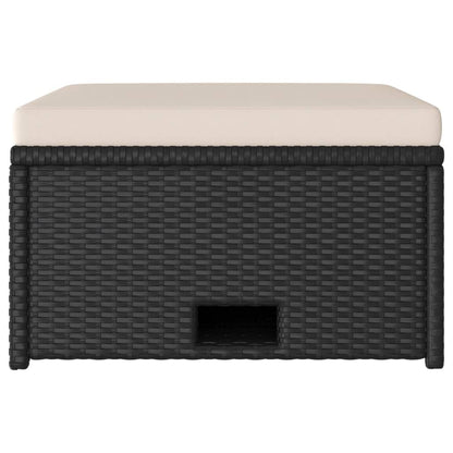 4-piece garden lounge set with cushions poly rattan black