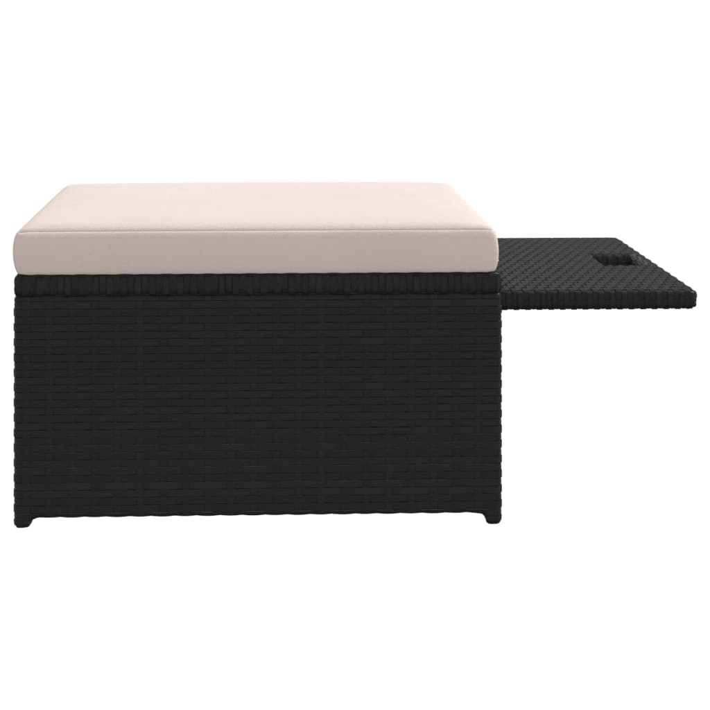 4-piece garden lounge set with cushions poly rattan black