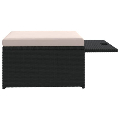 4-piece garden lounge set with cushions poly rattan black