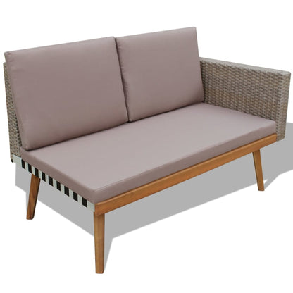 4-piece garden lounge set with cushions poly rattan grey
