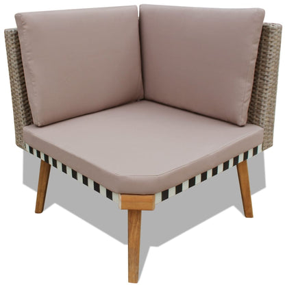 4-piece garden lounge set with cushions poly rattan grey