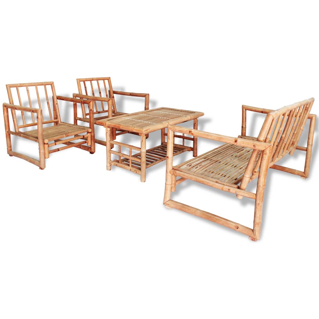 4-piece garden lounge set with bamboo cushions
