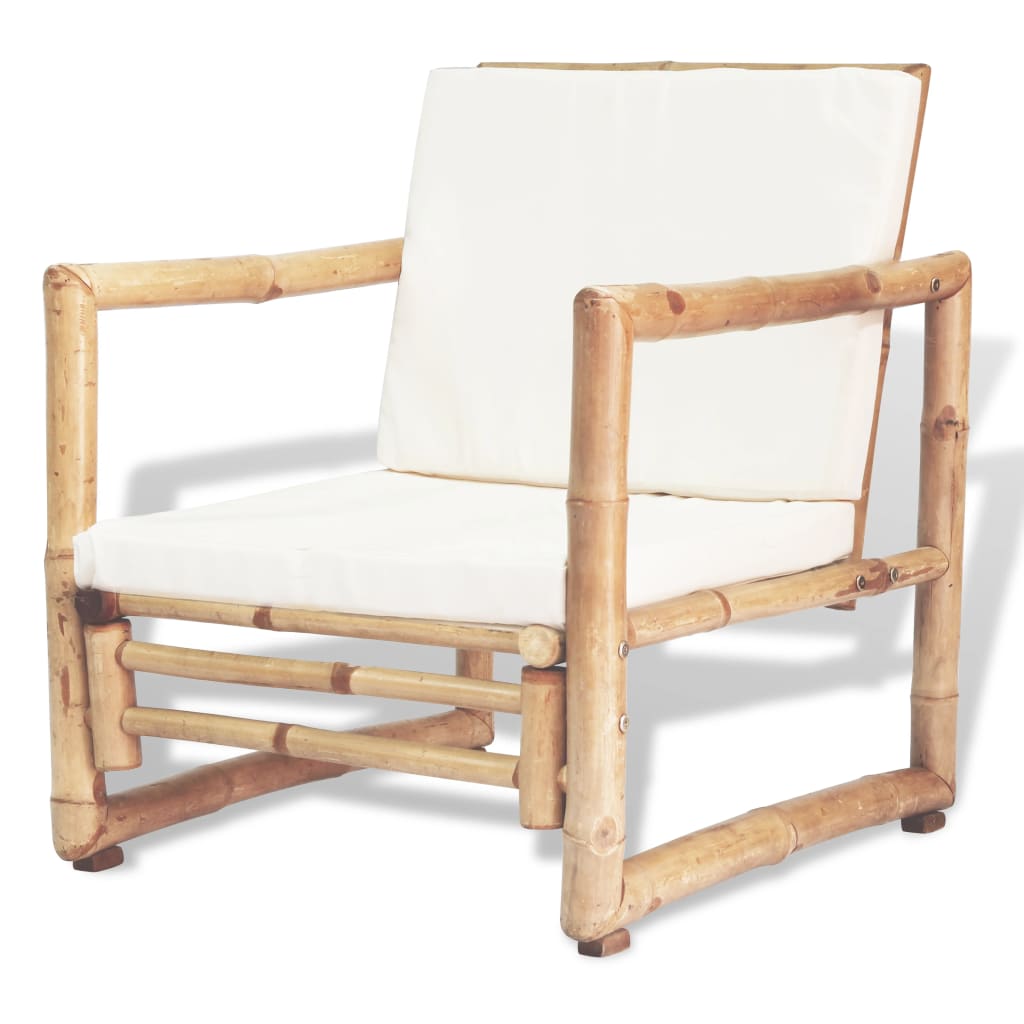 4-piece garden lounge set with bamboo cushions