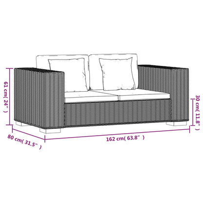 2-seater sofa real rattan