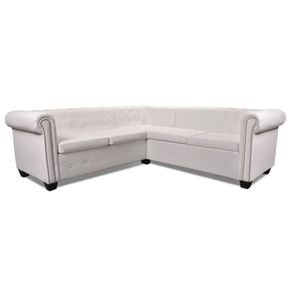 Chesterfield corner sofa 5-seater faux leather white