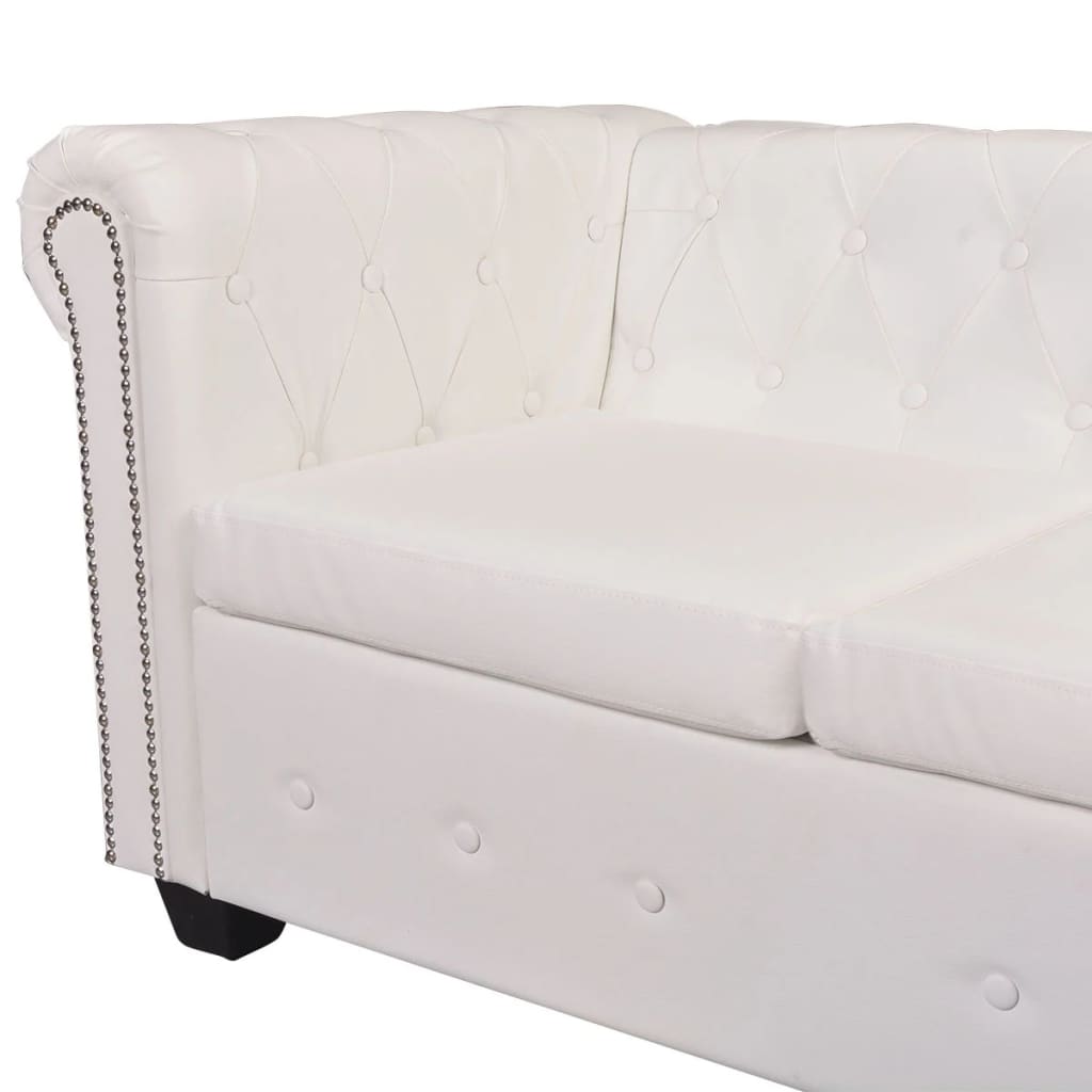 Chesterfield corner sofa 5-seater faux leather white
