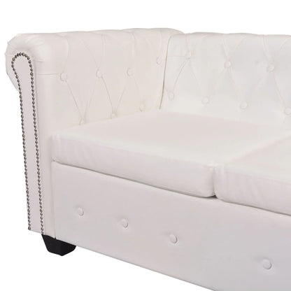 Chesterfield corner sofa 5-seater faux leather white