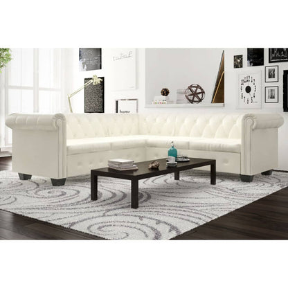 Chesterfield corner sofa 5-seater faux leather white
