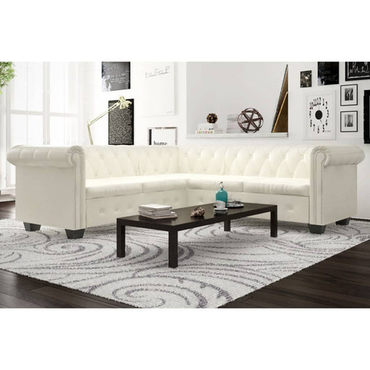 Chesterfield corner sofa 5-seater faux leather white