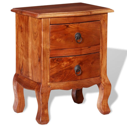 Bedside table with drawers made of solid acacia wood