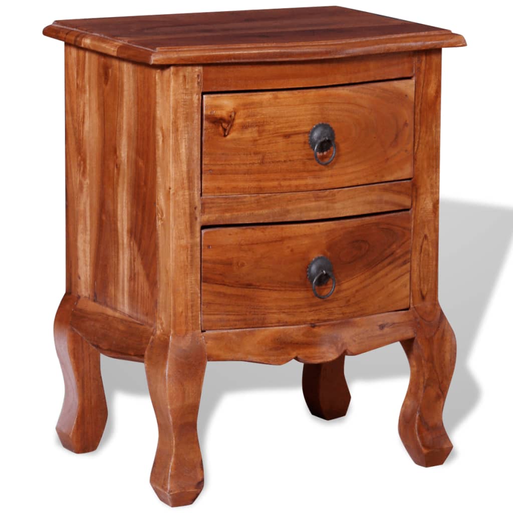 Bedside table with drawers made of solid acacia wood