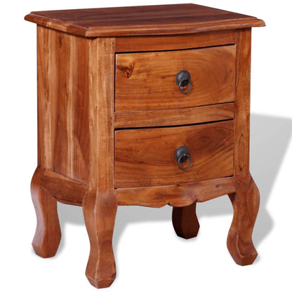 Bedside table with drawers made of solid acacia wood
