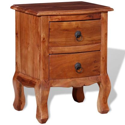 Bedside table with drawers made of solid acacia wood