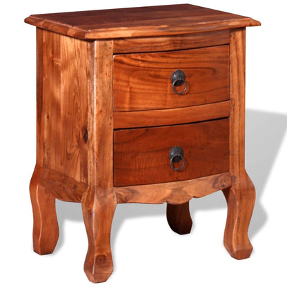 Bedside table with drawers made of solid acacia wood
