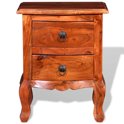 Bedside table with drawers made of solid acacia wood