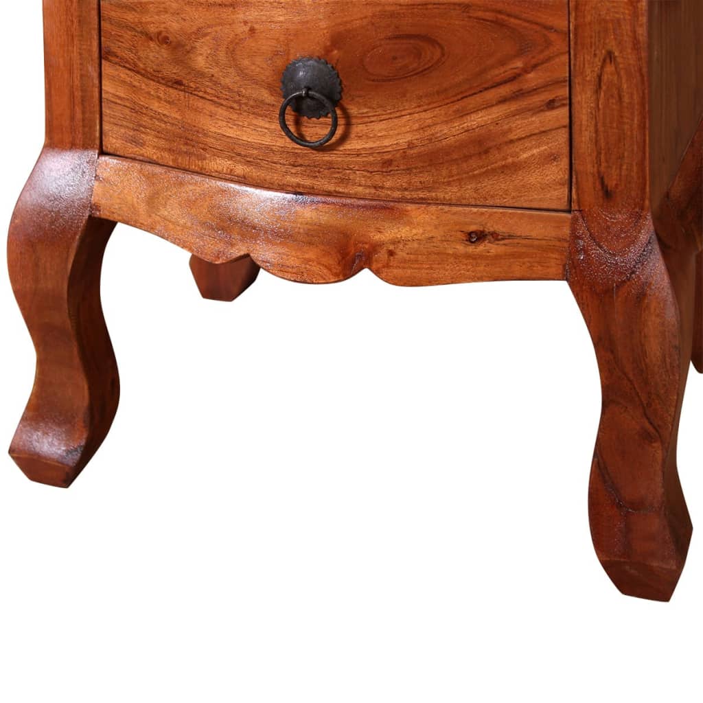 Bedside table with drawers made of solid acacia wood