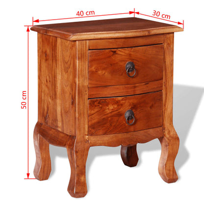 Bedside table with drawers made of solid acacia wood