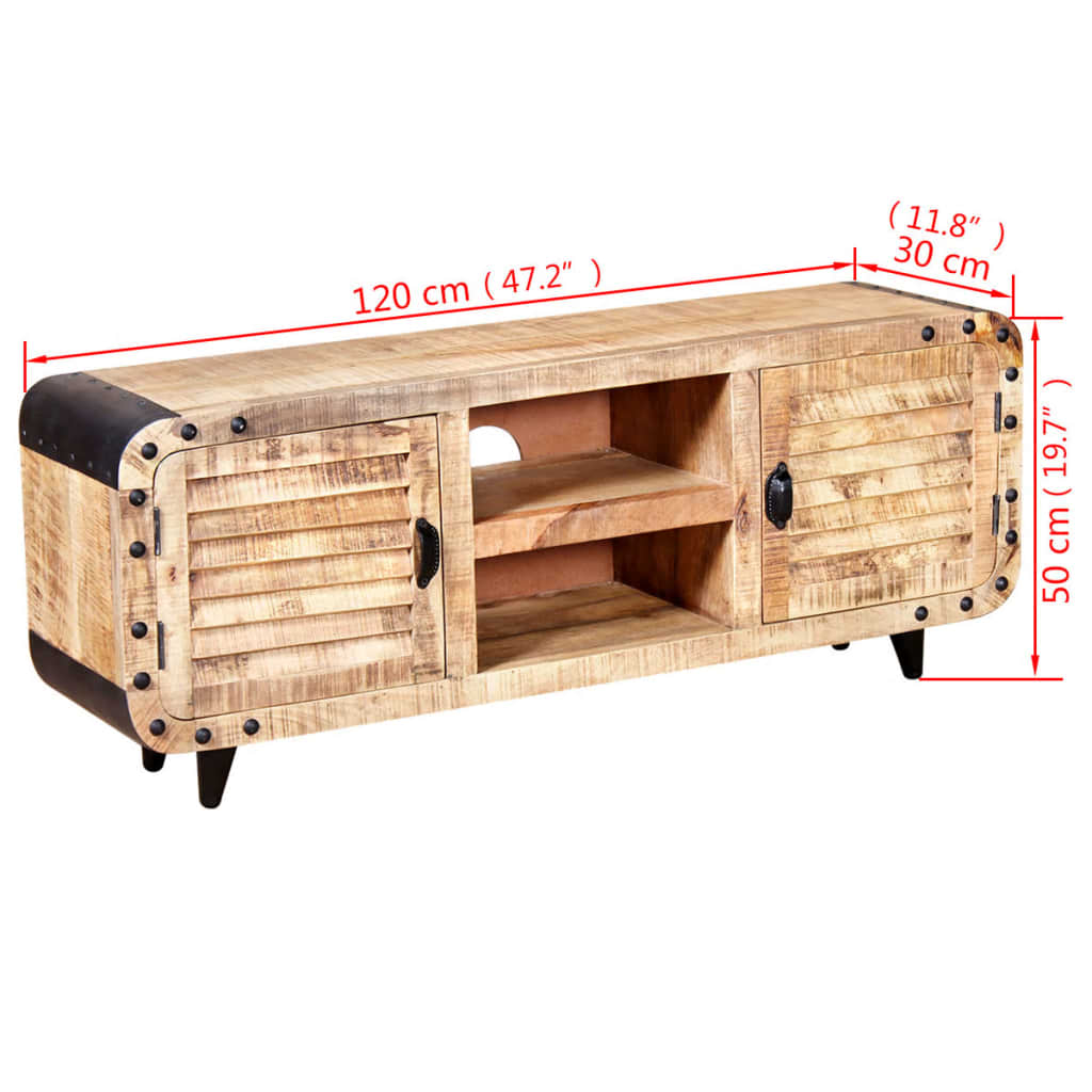 TV cabinet rough mango wood 120 x 30 x 50 cm