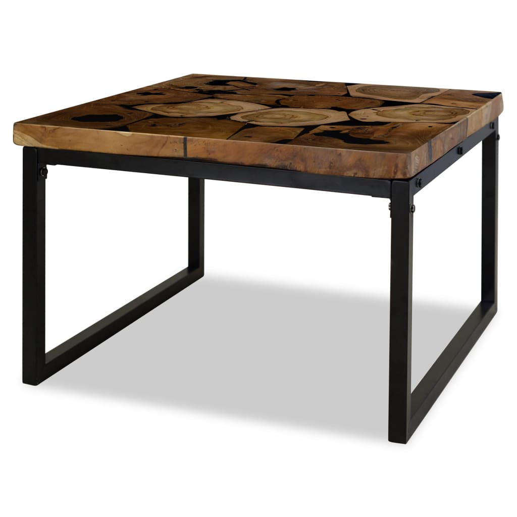 Coffee table teak resin 60 x 60 x 40 cm