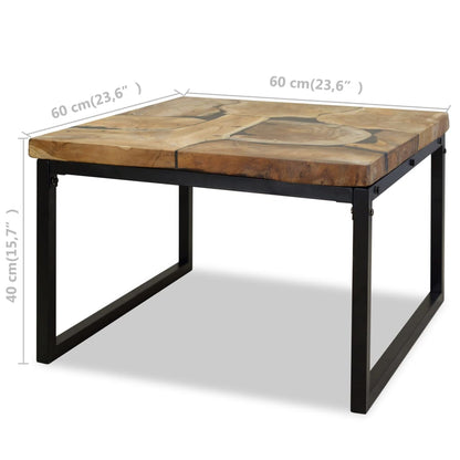 Coffee table teak resin 60 x 60 x 40 cm