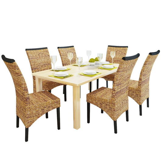 Dining room chairs 6 pcs. Abaca and mango solid wood