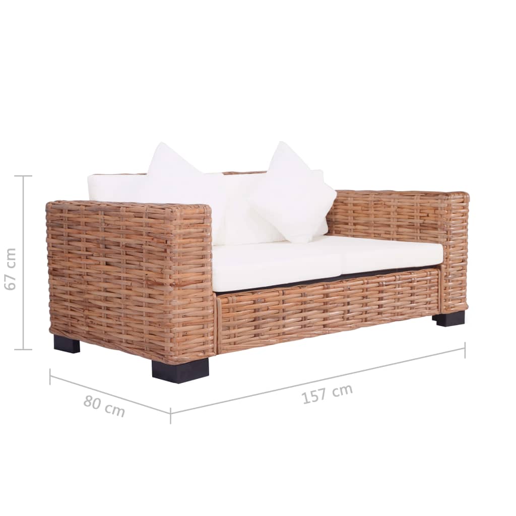 2 Seater Sofa Natural Rattan