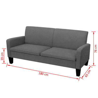 3-seater sofa 180 x 65 x 76 cm dark grey