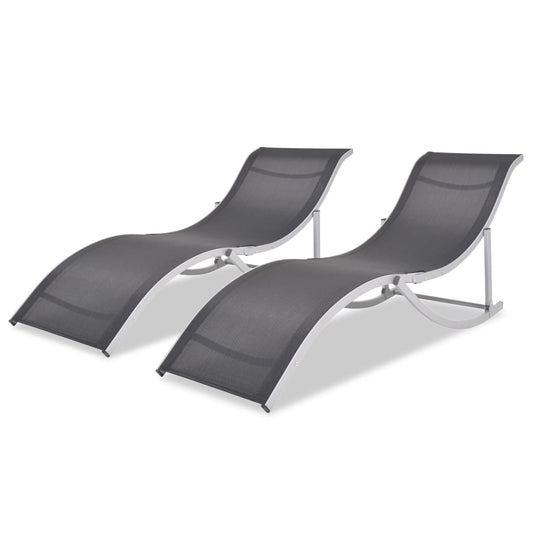 Folding sun loungers 2 pcs. Aluminium and textilene