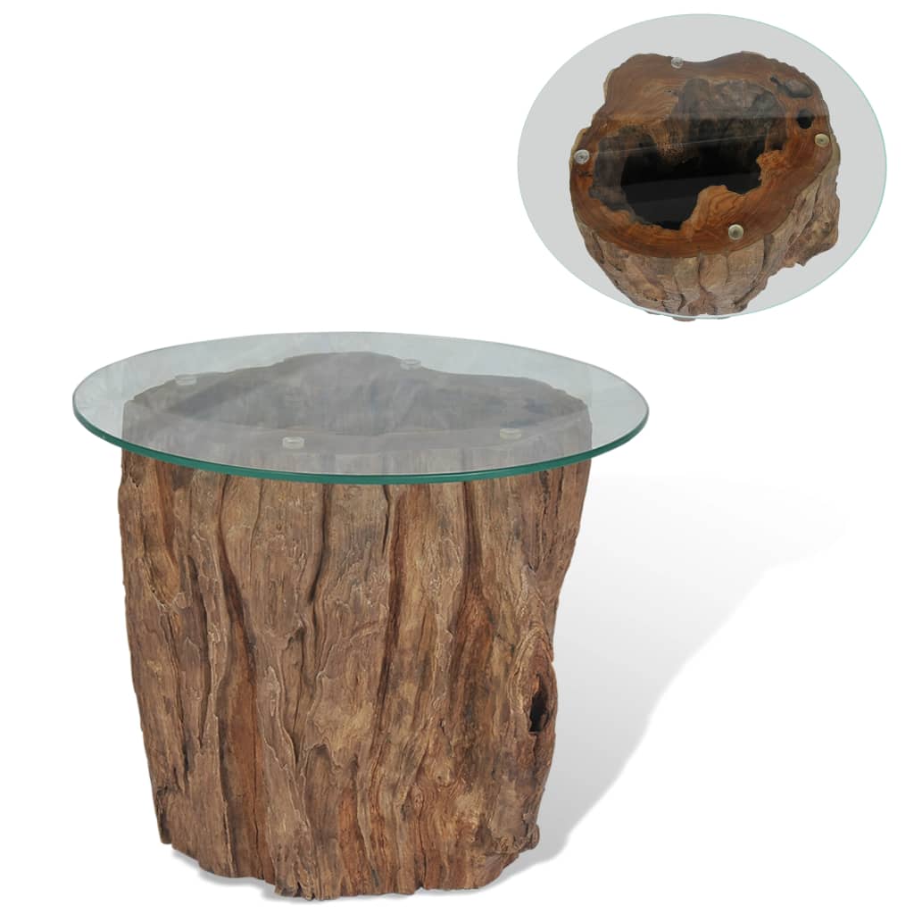 Coffee table teak glass 50 x 40 cm