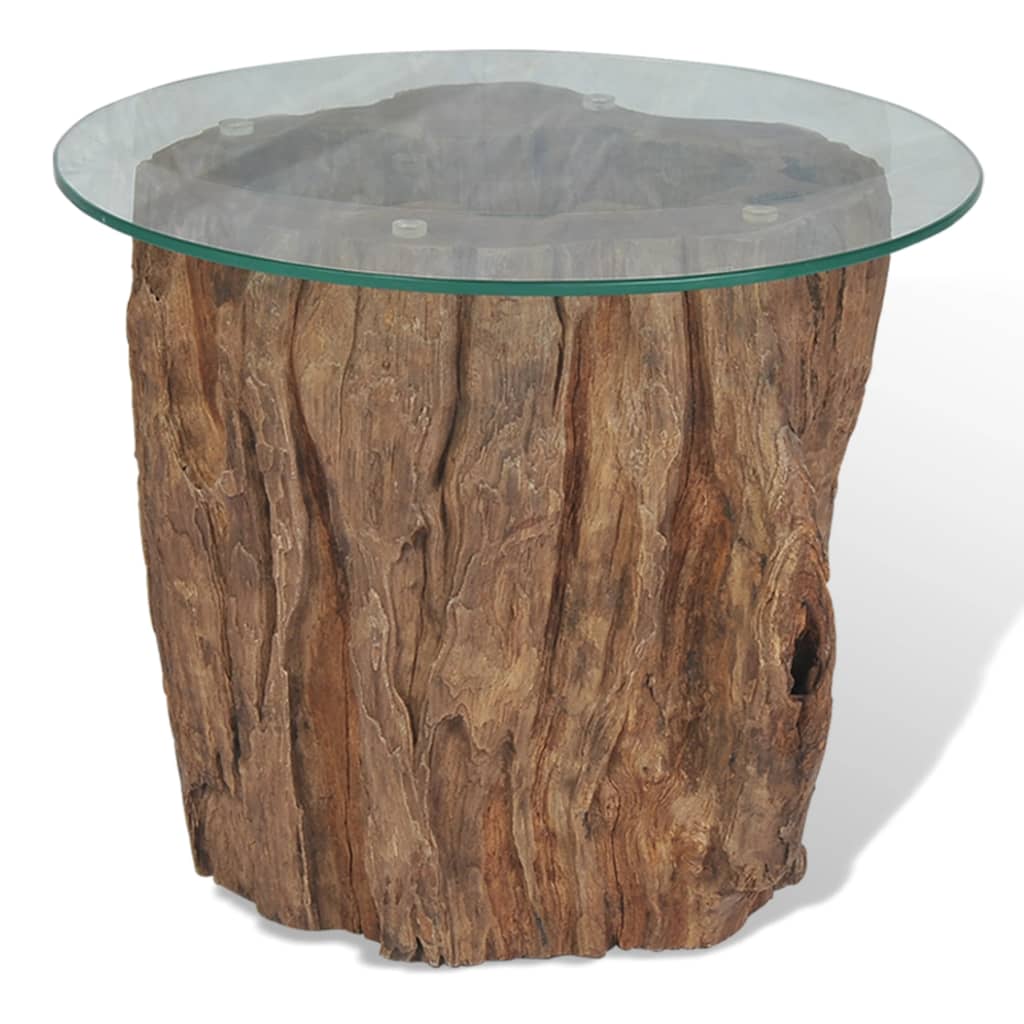Coffee table teak glass 50 x 40 cm
