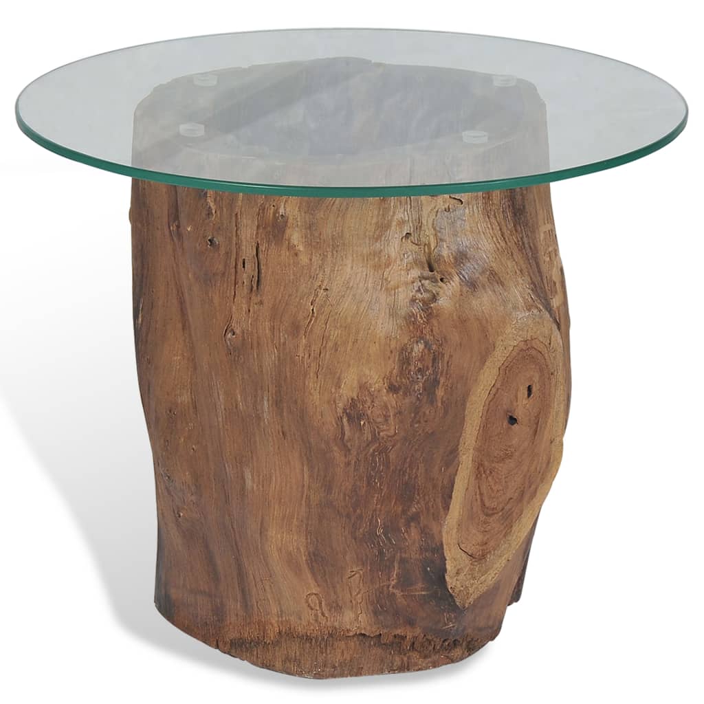 Coffee table teak glass 50 x 40 cm