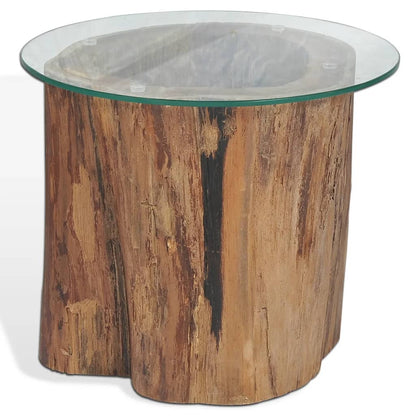 Coffee table teak glass 50 x 40 cm